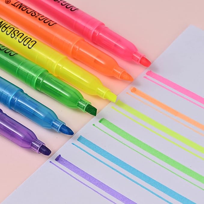 coruscant Highlighter - 100 pack color highlighter, color transparent visible fluorescent pen shell, wide chisel point mark, fluorescent pen, school, office