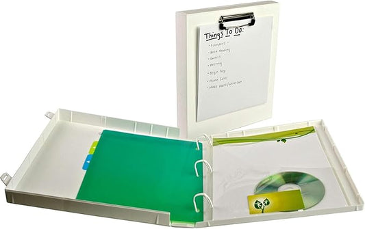 UniKeep 3 Ring Binder with Clipboard - White - Fully Enclosed Binder - 1.5 Inch Spine - Without Clear Outer Overlay - Pack of 3 Binders