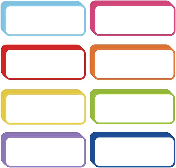 72 Pcs Dry Erase Magnetic Labels, 3.2 x 1.2 Colored Border Reusable Writable Magnetic Name Tags Magnetic Label Stickers for Whiteboard, Refrigerator, Locker Classroom Office Home (8 Colors)