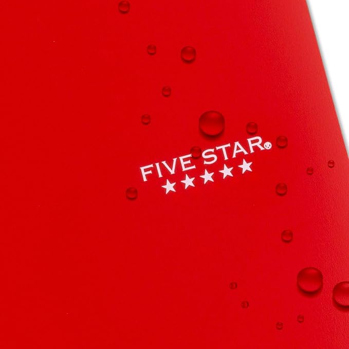 Five Star Spiral Notebook + Study App, 5 Subject, College Ruled Paper, 8-1/2" x 11", 200 Sheets, Fights Ink Bleed, Water Resistant Cover, Fire Red (72077) (Pack of 2)