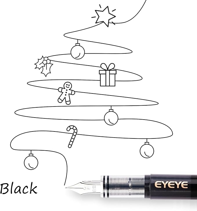 EYEYE Disposable Fountain Pens Fine Point, 4 Black 4 Blue Fountain Pens or Writing, Stainless Steel Nib, Smooth Writing for Journaling, Drafting, Sketching, Doodling & Office Supplies