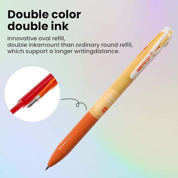 WRITECH Multi Colored Gel Pens: 0.5mm 2 in 1 Assorted Color Ink Fine Point Tip Aesthetic Retractable Pen Smooth Writing No Bleed For Journaling Coloring Drawing 8ct
