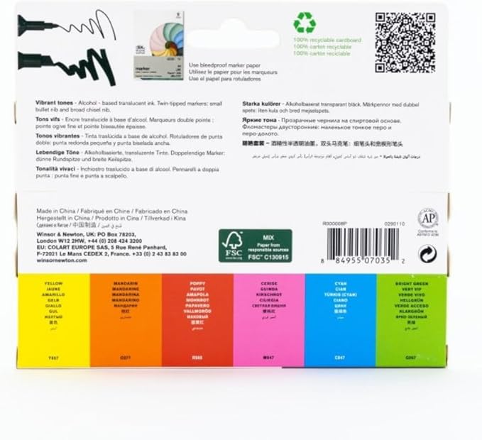 Winsor & Newton ProMarker Set, 6 Count, Vibrant Tones