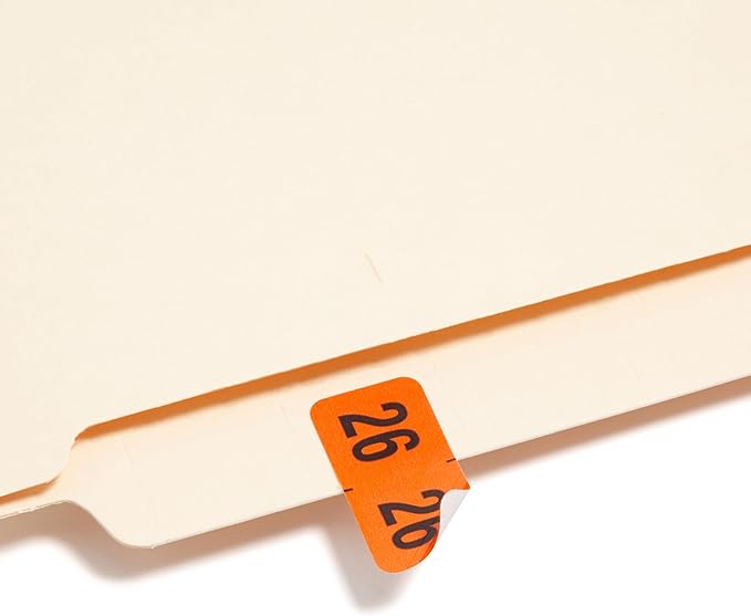Smead Year Labels 2026, 500/Roll, 1-1/2" x 3/4", Orange, ETYJ Color-Coded File Labels in Dispenser Box, Wraparound Design for End-Tab Filing Systems