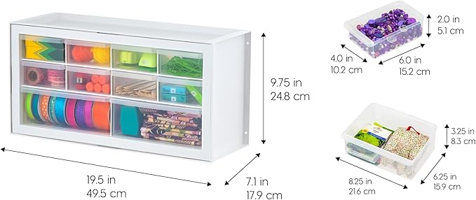 IRIS USA Small Drawer Organizer Storage, 2-Pack, 10-Drawer Craft Cabinet for Screws Hardware Art Supplies Small Parts Nuts Bolts Nails Tool Container, Drink Packet Water Flavor Packet Organizer, White