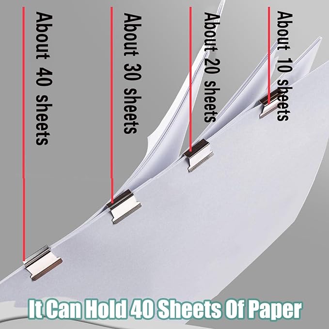 Portable Binder Clip Stapler, Includes 100 Reusable Clips, Handheld Paper Clam Clip Dispenser Large Size, Mini Push Stapler Clamp Staplers for Desktop Document Home School Desk Office(Red*2)