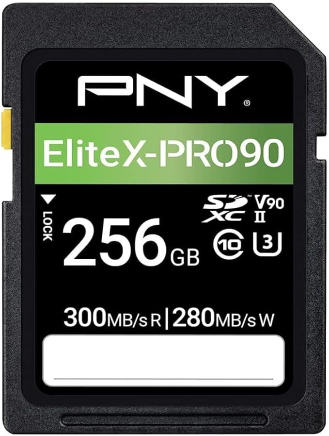 PNY 256GB EliteX-PRO90 UHS-II SDXC Memory Card – R300MB/s W280MB/s, U3, V90, 8K UHD, Full HD, UHS-II for Professional Photographers & Content Creators, DSLR, Mirrorless Cameras, Advanced Video Cameras