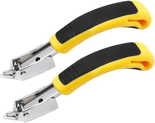2Pcs Staple Remover Heavy Duty Upholstery Staple Puller Tool with Ergonomic Handle for Furniture Floor Wooden Case Carton Photo Frame（Yellow）