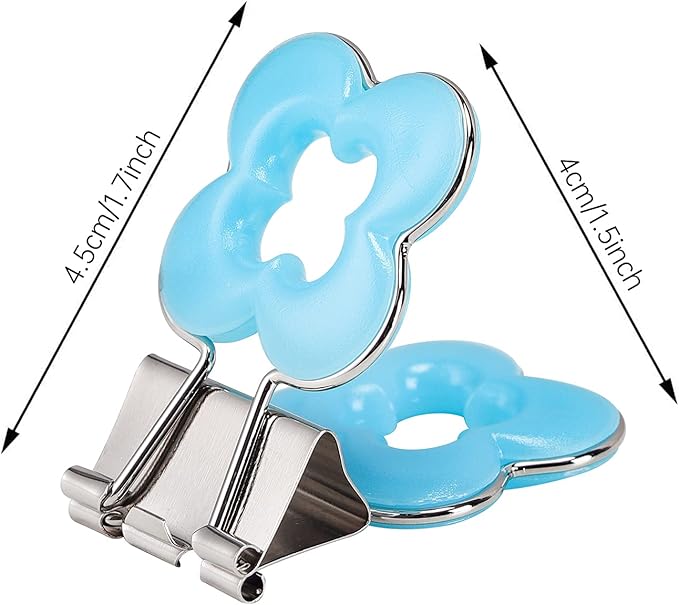 Flower Shape Medium Paper Clips，Binder Clips, Easy Grip, Assorted Color, School Office Supplies，10 Pcs/Set
