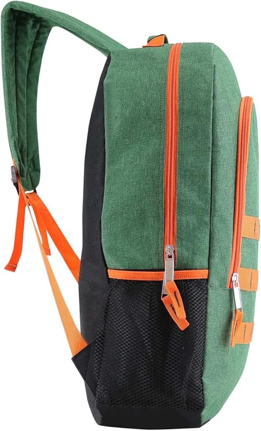12-Pack 19” Sport Backpacks with 18 Piece School Supplies Kits - Pens, Pencils, Crayons – Bulk Bundle for Elementary, Middle, and High School Students, 4 Assorted Styles