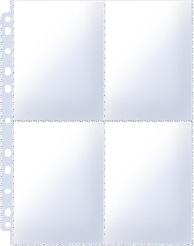 Ultra-Transparent Photo Sleeves Holding 400 Pockets 3.5x5inch Album Refill Pages for 3 Ring Binder, Double-Sided 4 Pocket Pages, Top Loading Sheet Protector Index Card Sleeves 50 Pack