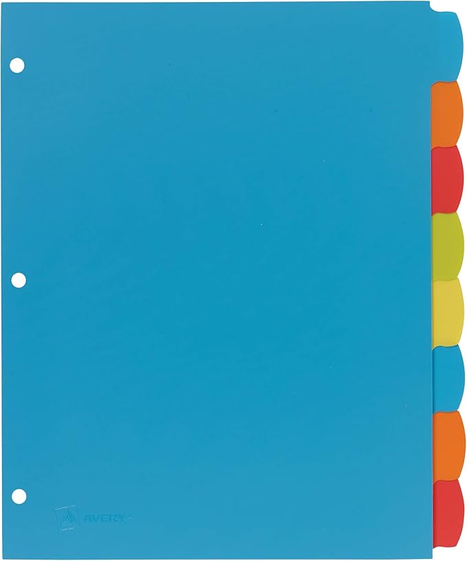 Avery Big Tab Write & Erase Durable Plastic Dividers,8-Tab Set,Multicolor Brights,3 Sets (21210),(Pack of 8)