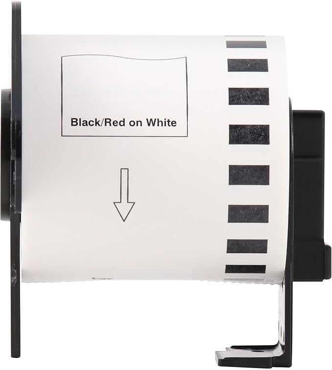 Brother Genuine DK-22513PK Continuous Length Replacement Labels, Black/Red Label on White Paper Tape, Engineered with Excellence, 2.4â€ x 50 feet, (3) Rolls per Box (DK22513PK)