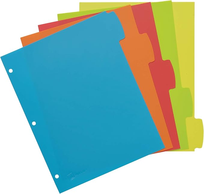 Avery Big Tab Write & Erase Durable Plastic Dividers for 3 Ring Binders, 5-Tab Sets, Bright Multicolor, 24 Sets, 120 Divider Tabs (16129)
