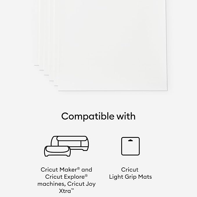 Cricut Printable Sticker Paper for Inkjet Printer - 50 count, US Letter Size (8.5in x 11in) - White - Make Custom Stickers, Personalized Decor, Labels, & More