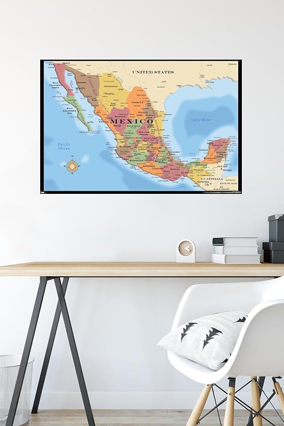 Trends International Map - Mexico Wall Poster, 22.375" x 34", Unframed Version