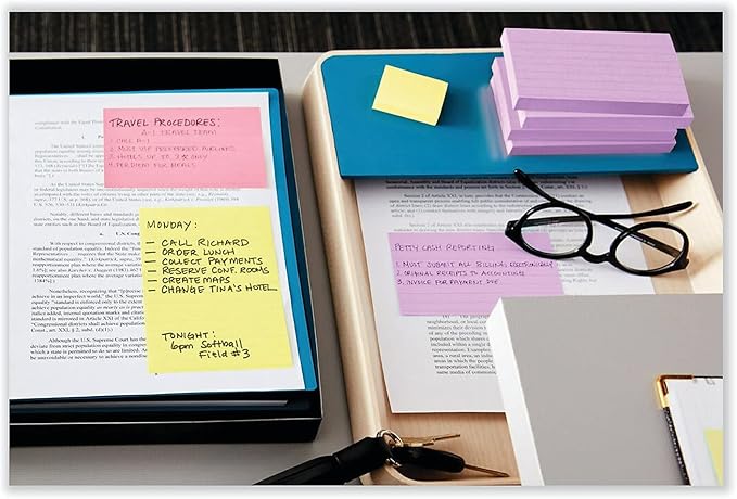Post-it Notes, 1/3/8 x 1 7/8 in, 24 Sticky Notes Pads, 100 Sheets per Pad, Canary Yellow, The Original Post-it Note, New Year Organization or Second Semester School Supplies