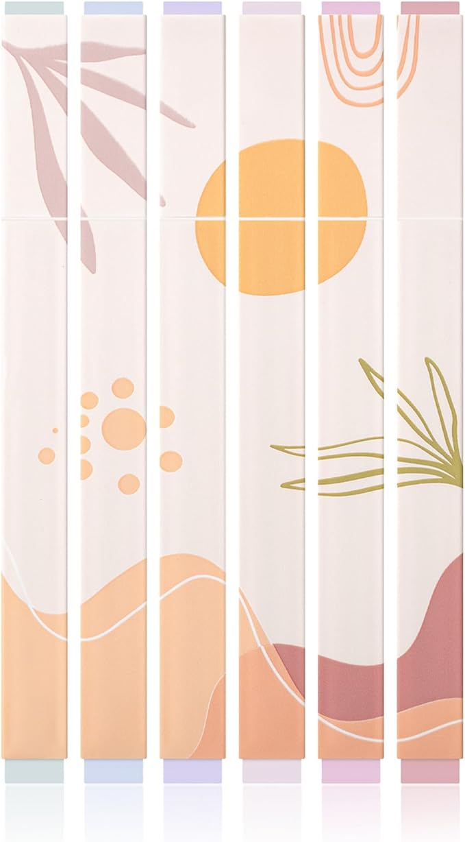 Mr. Pen- Aesthetic Highlighters, 6 pcs, Chisel Tip, Muted Pastel Colors, Boho Theme No Bleed Bible Highlighter Pastel