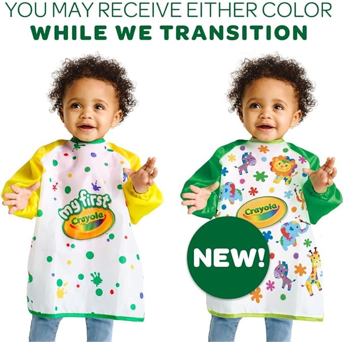 Crayola Art Smock for Toddlers, Small Waterproof Bib, Best Fit for Age 1 (12 Months), 1 x 7-1/5 x 8-1/10 in