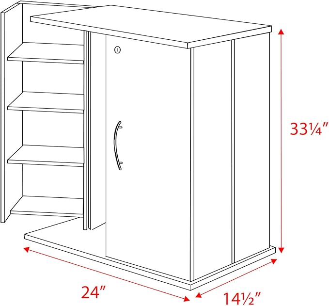 Prepac 33" H Locking Cabinet with 7 Adjustable & 4 Fixed Shelves, Black Storage Cabinet, Display and DVD Storage 14.5" D x 24" W x 33.25" H