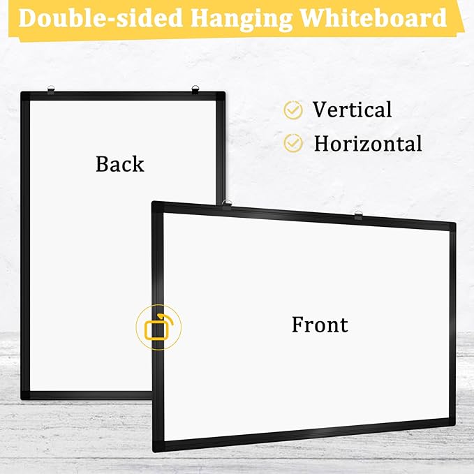 Double-Sided Magnetic Whiteboard, 30" x 20" Dry Erase Board Black Aluminum Frame for Wall, White Board Dry Erase Marker Board for Kitchen, Memo, School, Home, Office