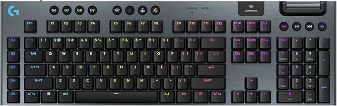 Logitech G915 X Lightspeed Low-Profile Wireless Gaming Keyboard, Double-Shot PBT Keycaps, Fully Programmable Keys, RGB Backlighting, Sleek Aluminum Finishing, GL Brown Tactile Switches-PC/Mac - Black