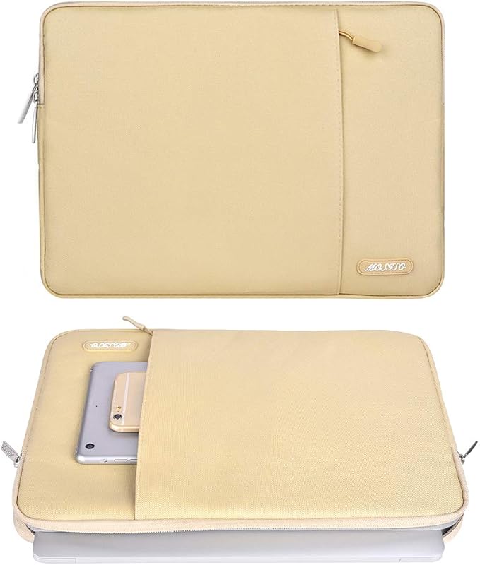 MOSISO Laptop Case 13.3 inch, 13-13.3 inch Laptop Sleeve Compatible with MacBook Air/Pro 13/Pro 14 M5 M4 M3 M2 M1, HP Dell ASUS Lenovo,Polyester Vertical Computer Sleeve Bag with Pocket, Camel