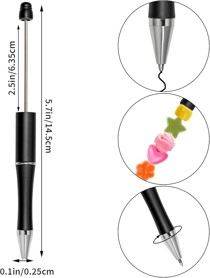 jiebor 30Pcs Yellow Beadable Pens Plastic Bead Ballpoint DIY Cute Cool Pens Black Ink for Women Men Bridal Graduation Gift Office Supplies