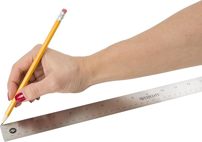 Westcott Stainless Steel Rulers with Non-Slip Cork Backing, Back-to-School, School Supplies, Classroom Supplies, 18-Inch, 3-Pack