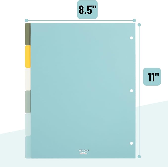 Mr. Pen- 3 Ring Binder Dividers with Tabs, 2 Sets, 6 Pack/Set, Letter Size, Earthlight Colors, Plastic 6 Tab Dividers for 3 Ring Binder with 12 pcs Labels