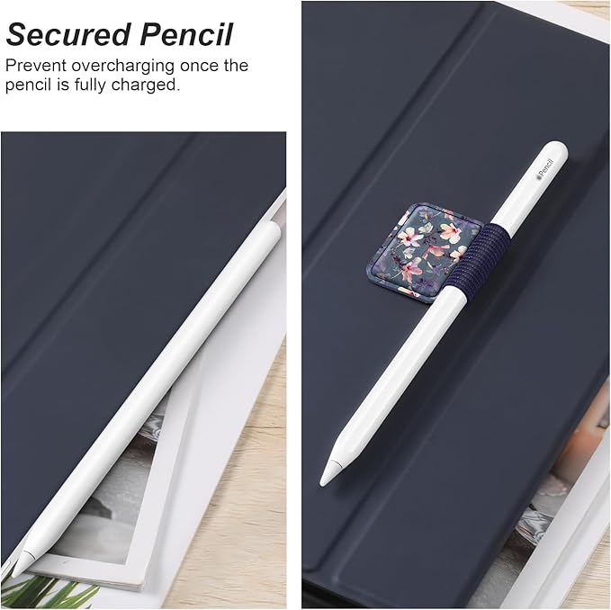 Fintie 4 Pack Pen Loop Holder for Apple Pencil Pro, Apple Pencil (USB-C / 1st / 2nd Generation) and Stylus Pens, Elastic Adhesive Leather Sleeve Attached to Cases, Blossom