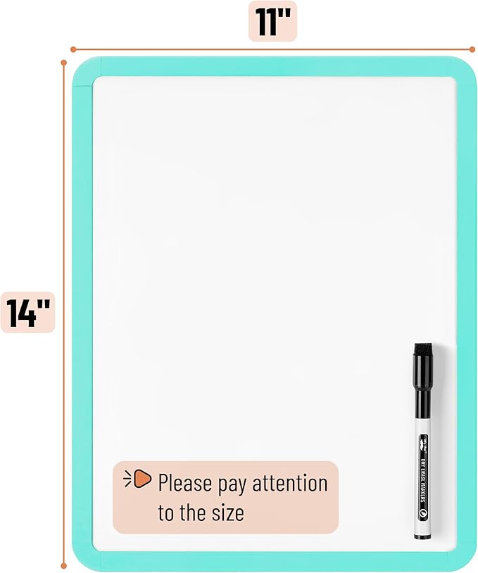 Mr. Pen- Dry Erase Board, 14” x 11” with a Black Dry Erase Marker, Small Mini White Board for Students