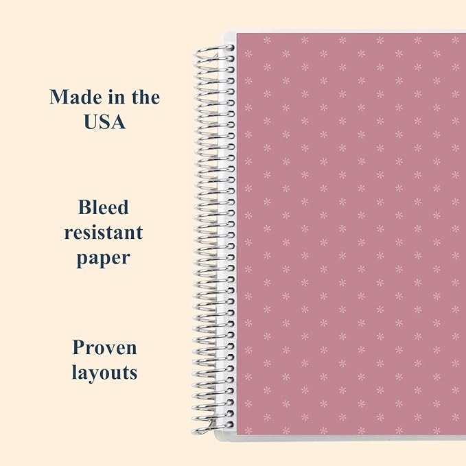 Erin Condren 8.5" x 11” Lined Spiral Notebook, College-Ruled Layout with 80 Lb. Paper, Canvas Asterisk Cover, 160 Lined Notebook Pages, Platinum Coil, Stickers Included