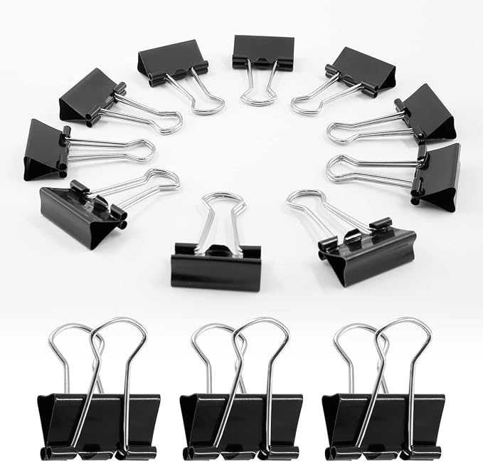 40 Pack Small Binder Clips - 3/4 Inch / 19mm Black Metal Paper Clamps for Office, School, Home, DIY, Business - File Clips, Teacher Supplies