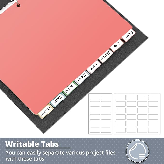 3 Ring Binder Dividers with Tabs, 24Pcs/3 Set Durable Plastic File Dividers, 8 Tab 3 Hole Punch Dividers, Letter Size, 3 Sets for School Office Document (Morandi Color)