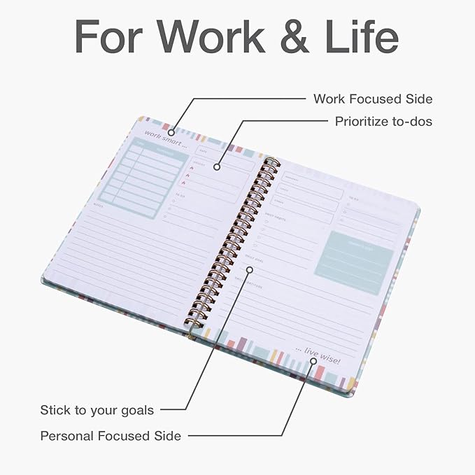 Oxford To Do Planner; Undated Daily Planner for School/Work & Life; Hardcover Spiral Notebook; Goal Setting & Planning; 180 Pages, 5.5” x 8.5” (90992)