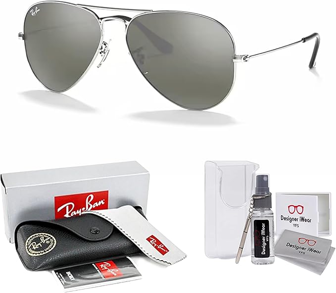 Ray-Ban RB3025 Metal Aviator Sunglasses For Men For Women +BUNDLE with ACCESSORY EYEWEAR KIT