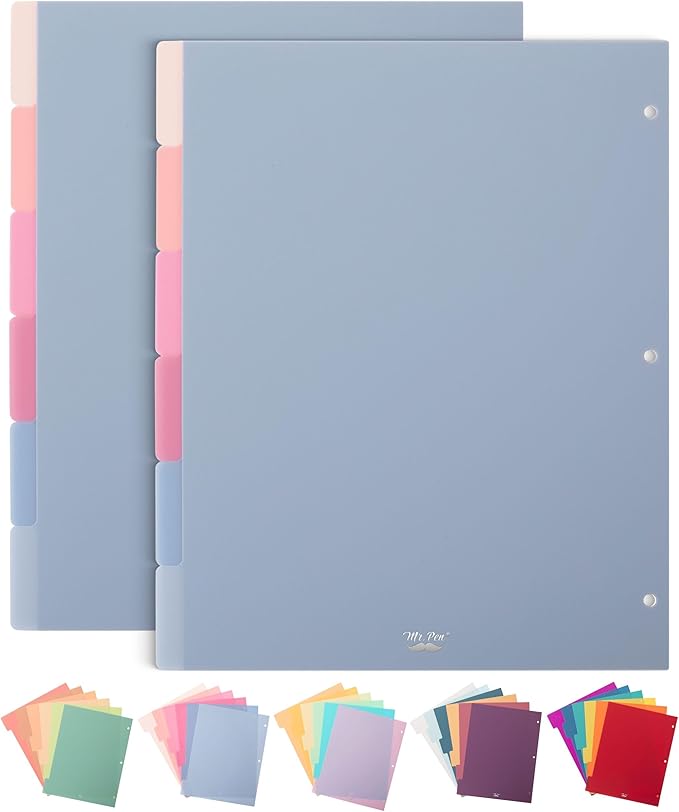 Mr. Pen- Binder Dividers, 6 Tab Dividers, Pack of 2 Sets (12 Dividers Total), Dividers