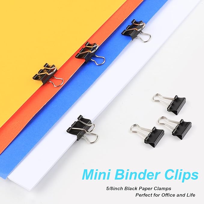 Ufmarine Mini Binder Clips, 144 Pcs Small Binder Clips 15mm, Small Paper Clips for Office Supplies