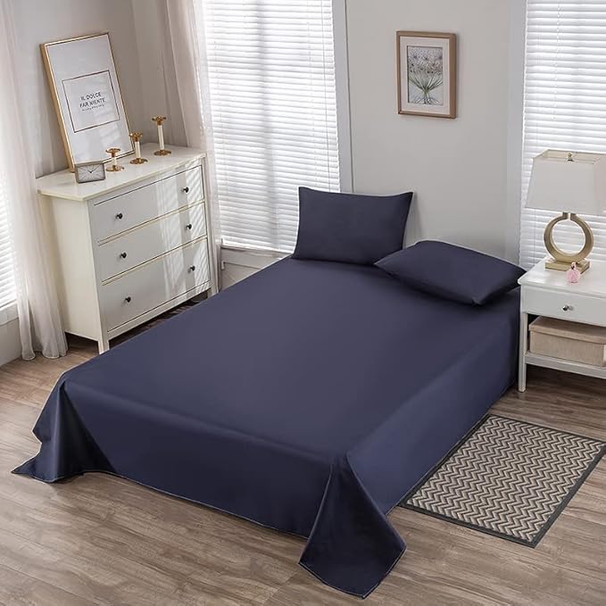 WenBags Lightweight Waterproof Flat Sheet 90 * 98 Inches King Size - Mattress Protector for Bed & Couch, Pet Hair Resistant Cover Ideal for Dogs & Cats, Perfect for Hotels & Hospitals (Navy Blue)