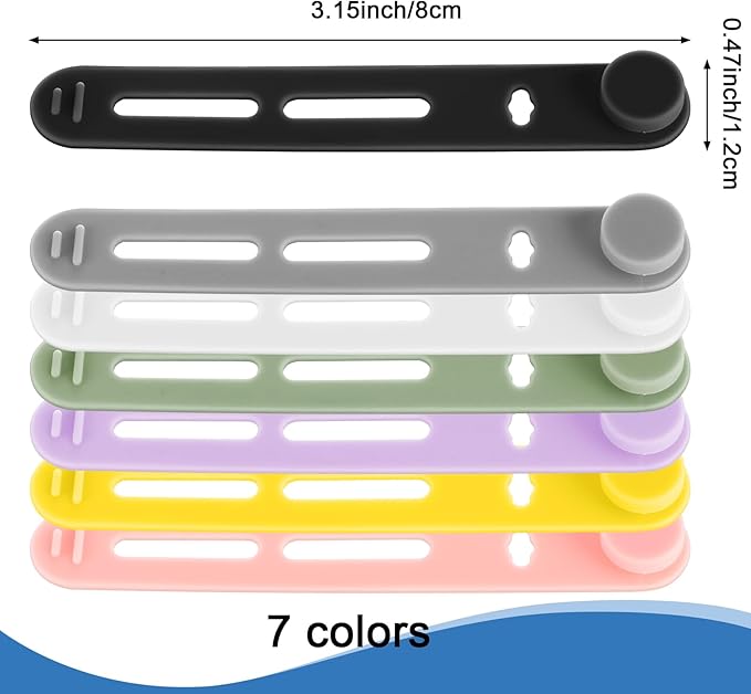 42 Pcs Silicone Cable Ties Reusable Cord Straps Multipurpose Elastic Cable Organizer for Bundling Fastening Earphone Phone Charger Home Office School(Multicolor,3.15 Inch)