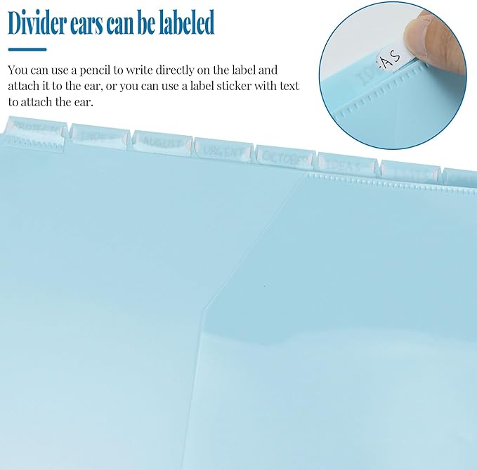 Koqye Binder Dividers with Pockets - 8 Plastic Dividers for 3 Ring Binders - A4 Bividers with Tabs for Planners (Blue - 1 Pack)