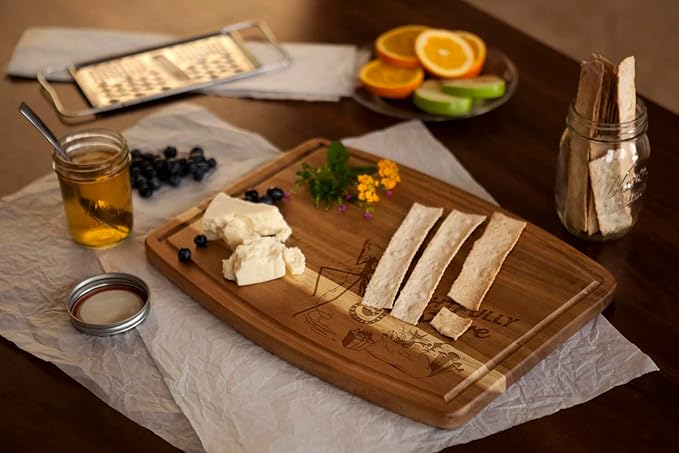 PICNIC TIME Disney Nightmare Before Christmas Jack Skellington Festive Ovale Acacia Cutting Board Serving Board Charcuterie Cheese Board with Juice Groove Holiday Kitchen Decor Gift, (Acacia Wood)