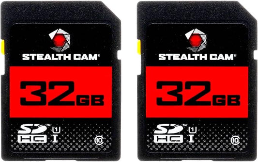STEALTH CAM SD Card - High-Speed Data Transferring Storage Game Trail Hunting Scouting Photo Video Recording Cameras, 32GB SD Card (2 Pack)