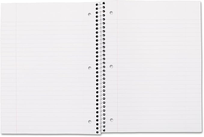 Mead Spiral Notebook, 1 Subject, Wide Ruled Paper, 100 Sheets, 10-1/2" x 8", Color Selected For You, 1 Count (05514)