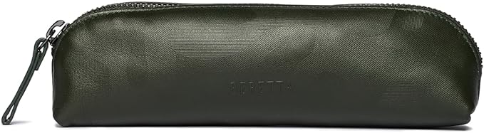 Beretta Pencil Case | Genuine Leather Pencil Pouch | Slim Pencil Case with Zipper | Leather Pouch for Office Supplies | Green