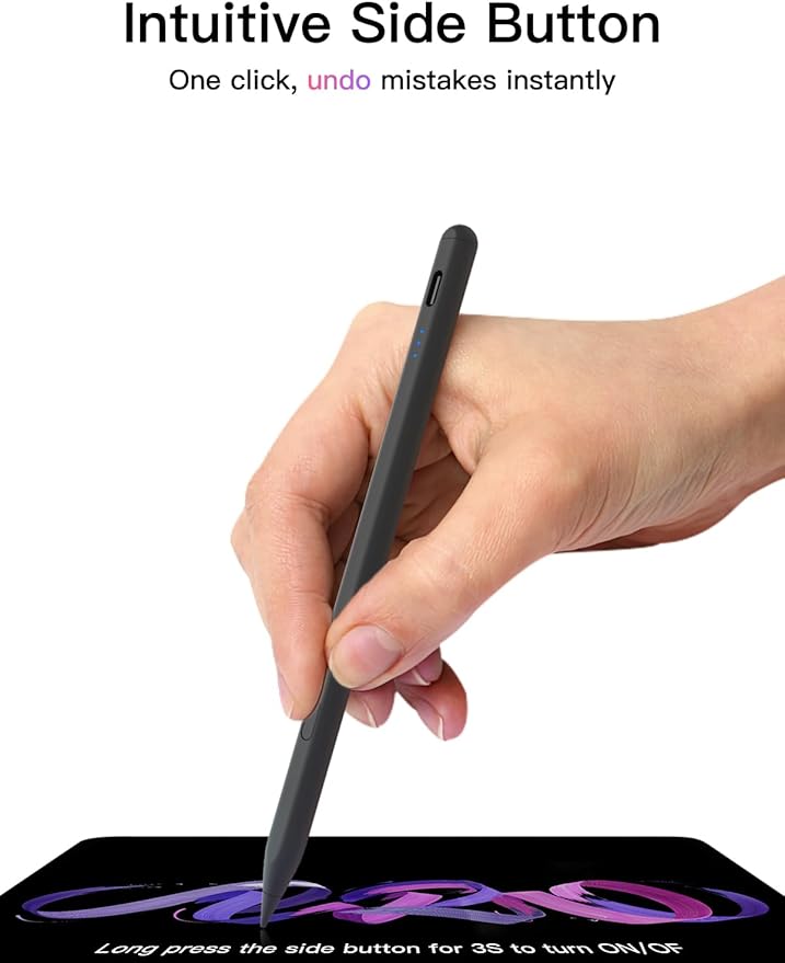 Stylus Pen for ipad 2018-2025, USB-C Fast Charging Pencil, Pixel-Perfect Tilt Sensitivity for iPad 11/10/9/8/7/6/A16, iPad mini 7/6/5, iPad Air M3/2 11"/13"/5/4/3, iPad Pro M5/4 13"/12.9″/11″ Black