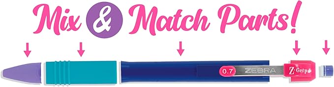 Zebra Pen, Z-Grip Mechanical Pencil, Smooth Writing, Latex-Free Grip, 0.7mm Lead, #2 HB, Lead & Eraser Pre-Loaded, for School, Office, Everyday Use, Refillable, White Opaque Barrel, 12-Pack, (50400)