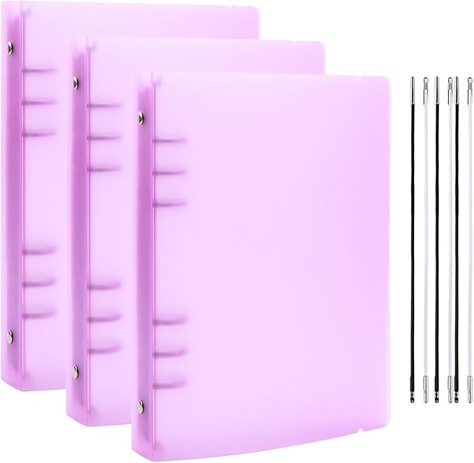 BAOFALI 3Pcs/Set A5 6 Ring Binder Cover Clean Transparent Soft PVC for Refillable Notebook Shell withMatte surfaceforStamp & Die Storage (Purple)