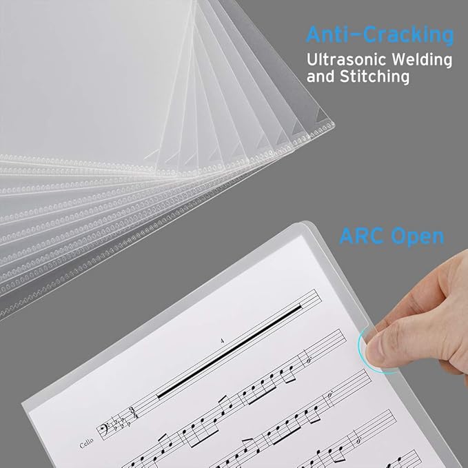 Sooez 25 Pack Clear Document Folder Project Pockets, Plastic File Folders Letter Size, Clear Sleeves for Paper Protector 8.5 x 11, Presentation Folders Report Covers